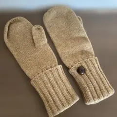 【新品】shesay（志成販売） / ニットミトン 手袋 キャメル ボタン付
