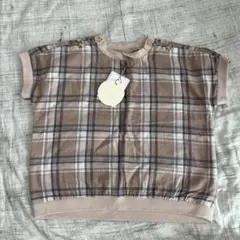 tete a tete 半袖チェックシャツ ベージュとブラウン