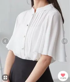 【接触冷感】ピンタックフレア袖ブラウスM 新品未使用