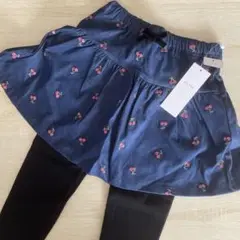 新品　エニィファム　ネイビー チェリー柄　スカッツ　130