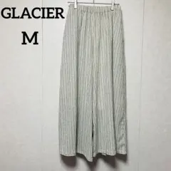 GLACIERグラシア ストライプ ワイドパンツ ウエストゴム M リラックス
