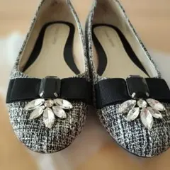 【セール中】ビジューツイードフラットシューズ　サイズ40