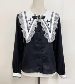 MARS MA*RS ベルト付きクロス刺繍ブラウス