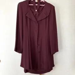 フォーマルワンピース M ひざ丈ワンピース ワインレッド