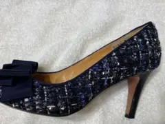 LANVIN en Bleu ネイビーリボンヒール 24.0