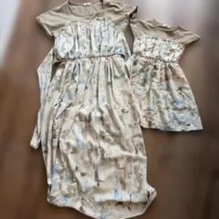 大人と子供用半袖ペアワンピースセット　PAIR MANON 100とフリーサイズ