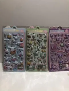 シナモロール、クロミ、ポチャッコ　ボンボンドロップ　ぷくぷくシール3枚セット