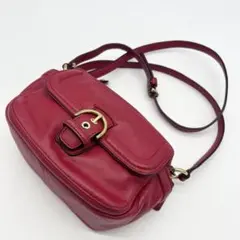 A268 【美品】希少 コーチ ソーホー カメラバッグ レザー ショルダー 赤