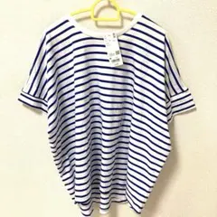 【未使用タグ付】ユニクロ　コットンオーバーサイズボーダーTシャツ　半袖　M