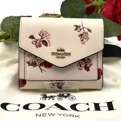✨美品✨ COACH コーチ 三つ折り財布 花柄 レザー 高級 折り財布