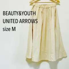 美品 B&Y ユナイテッドアローズ ロングスカート ウエストゴム アイボリー Mのサムネイル