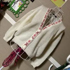 レトロ古着 ◆リブ模様◆ 長袖 ニットカーディガン ヴィンテージ 古着 未使用