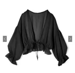 【GRL】グレイル　シフォンシアーカーディガン　黒 at990 ブラック