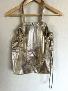 新品未使用メタリックゴールドショルダーバッグ