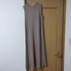 ハナタジマ ノースリーブ　ロングワンピース ベージュ М　ユニクロ