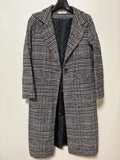 チェック柄ロングチェスターコート
