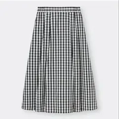 【GU】タックフレアミディスカート ギンガム