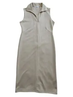 【KUMIKYOKU SIS】ベージュ ノースリーブ カットソーワンピース