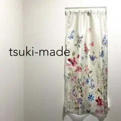 【新品・未使用】遮光カフェカーテン　縦長　小窓用　　花柄　ホワイト　46×94