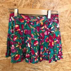 USA製　ビンテージ　台形型　フレア　ミニスカート　昭和レトロ　総柄　古着女子