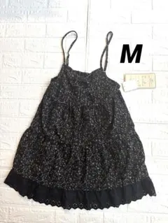 しまむら　ラックスダンティア　キャミソール　M 花柄　ブラック　レース　重ね着