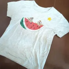 チップとデール スイカTシャツ グレー ベルメゾン 名札ワッペン 130