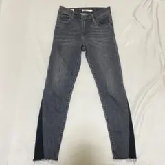 リーバイス 721 ハイライズスキニー クロップド W25 グレー　黒　デニム