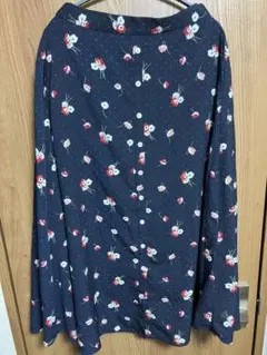 GLOBAL WORK フラワープリント フレアスカート M ネイビー