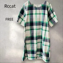 アールシーキャット＊【FREE】チュニック ワンピース チェック 美品 麻混のサムネイル
