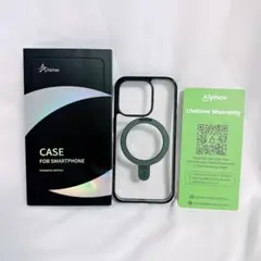 iPhone 15 Pro ケース　磁気スタンド　MagSafe対応　リング　黒