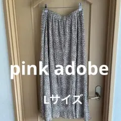 pink adobe ピンクアドベ　ロングスカート　茶色　花柄　L