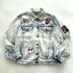 【希少】ヒルフィガーデニム × ローリングストーンズ デニムジャケット 舌ロゴM