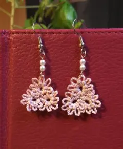 タティングレース　ピアス　小花