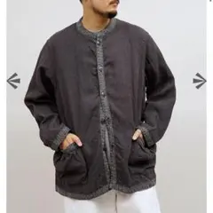 French Work Jacket - Linen Pin Ox ダークグレーのサムネイル
