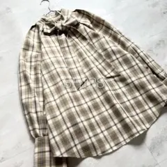 【美品】SHIPS シップス　2wayボウタイブラウス　チェック　カフスのサムネイル