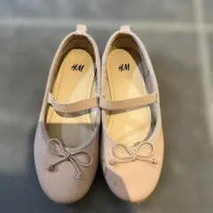 H&M ベージュピンク バレエシューズ リボン付き