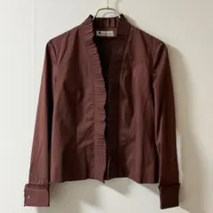 Aquascutum プリーツ襟 長袖ブラウス ブラウン　サイズMのサムネイル