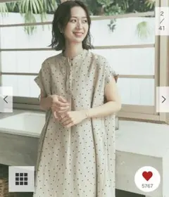 新品タグ付◆ DOORS リネンドットフレアワンピース