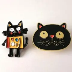 SELE 黒猫ピンバッジ 2個セット