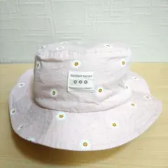 【美品】lloinen hetki キッズ 帽子 ピンク 花 日よけ付 52cm
