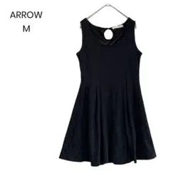 【ARROW】ノースリーブ花柄ミニワンピース 後ろ金ボタンMa0323