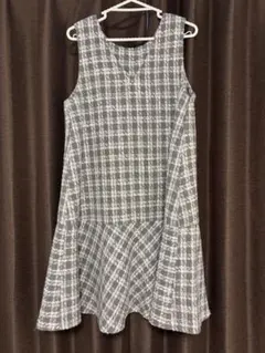 ナチュラルクチュール グレー系チェック ノースリーブワンピース