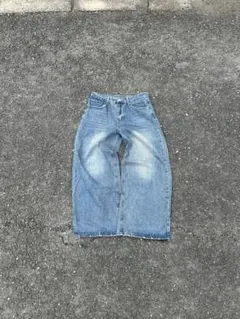 ライトブルー ワイドレッグデニム バギー 極太 デカ履き y2k ストリート