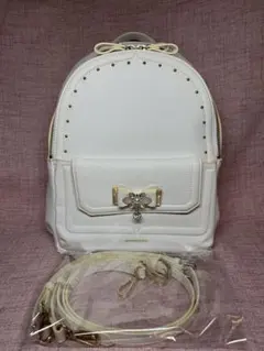 SAMANTHAVEGA ビジューリボンリュック　ホワイト 大 地雷