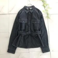 【美品】And Couture デニムジャケット　ベルトリボン　スナップボタンのサムネイル