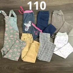 110㎝　7枚セット　花柄オーバーオール 長ズボン　9分丈ズボン　オールシーズン