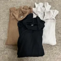 ユニクロ リブハイネックT 3枚セット