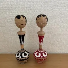 伝統的な木製こけし 2体セット