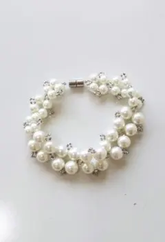 ホワイト パール風 ２連ブレスレット