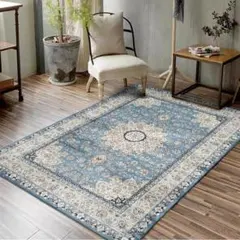 新品200×250cm 北欧風 クラシック花柄 ブルー 洗濯機丸洗い可能 - メルカリ